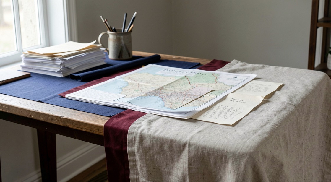 A research still life representing the context route