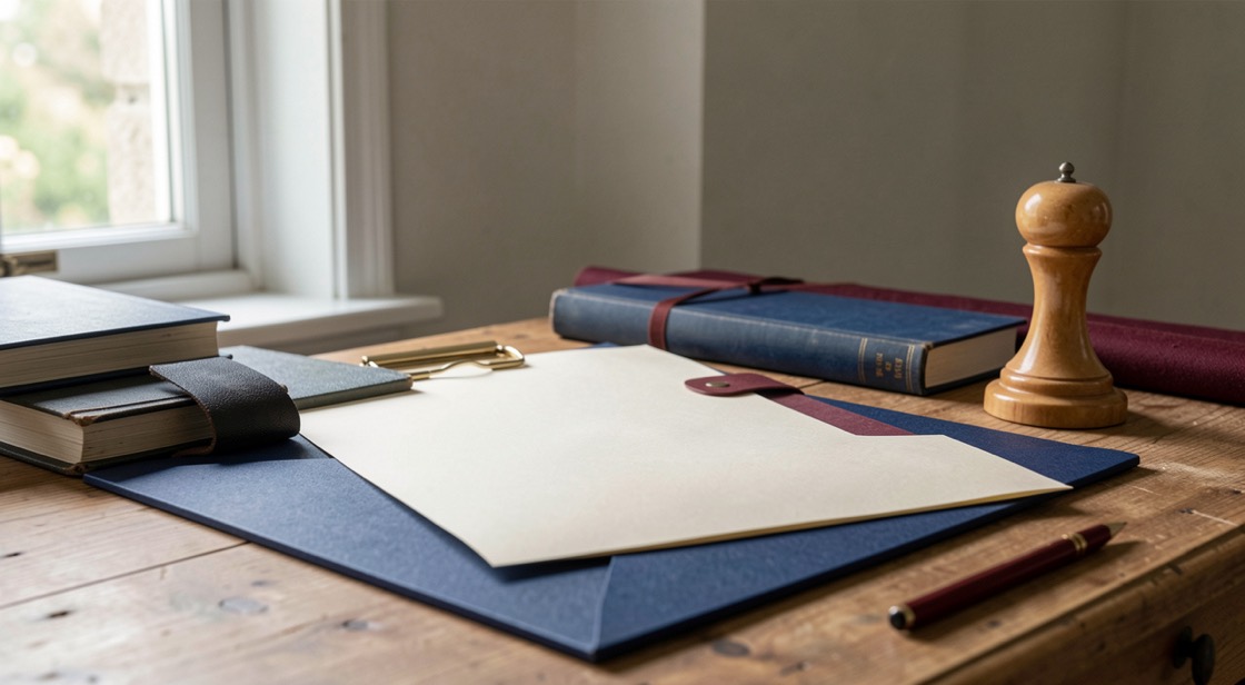 A quiet research table with notes related to Emancipation Proclamation: justice and providence