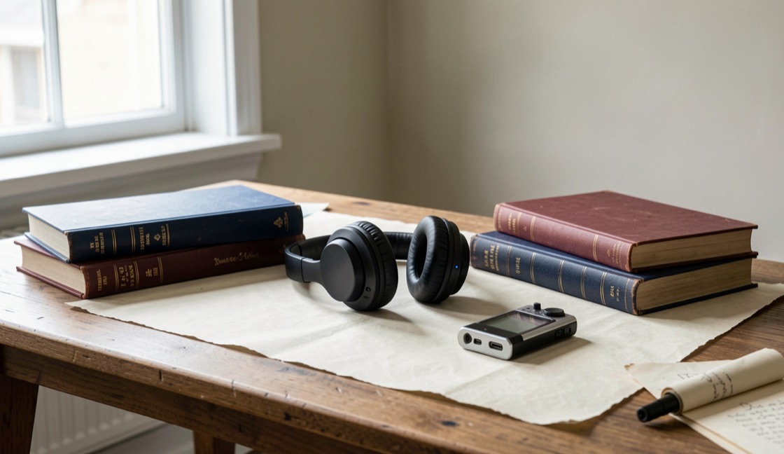 A quiet research table with notes related to Sermons and speeches in Lincoln's religious world