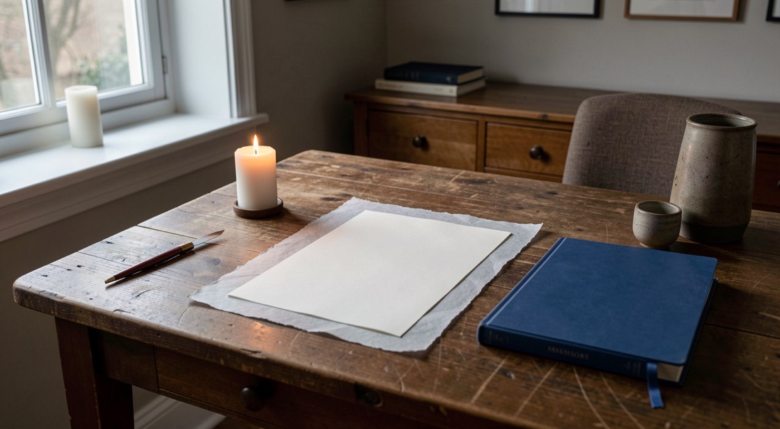 A quiet research table with notes related to Prayer and national crisis in Lincoln's era