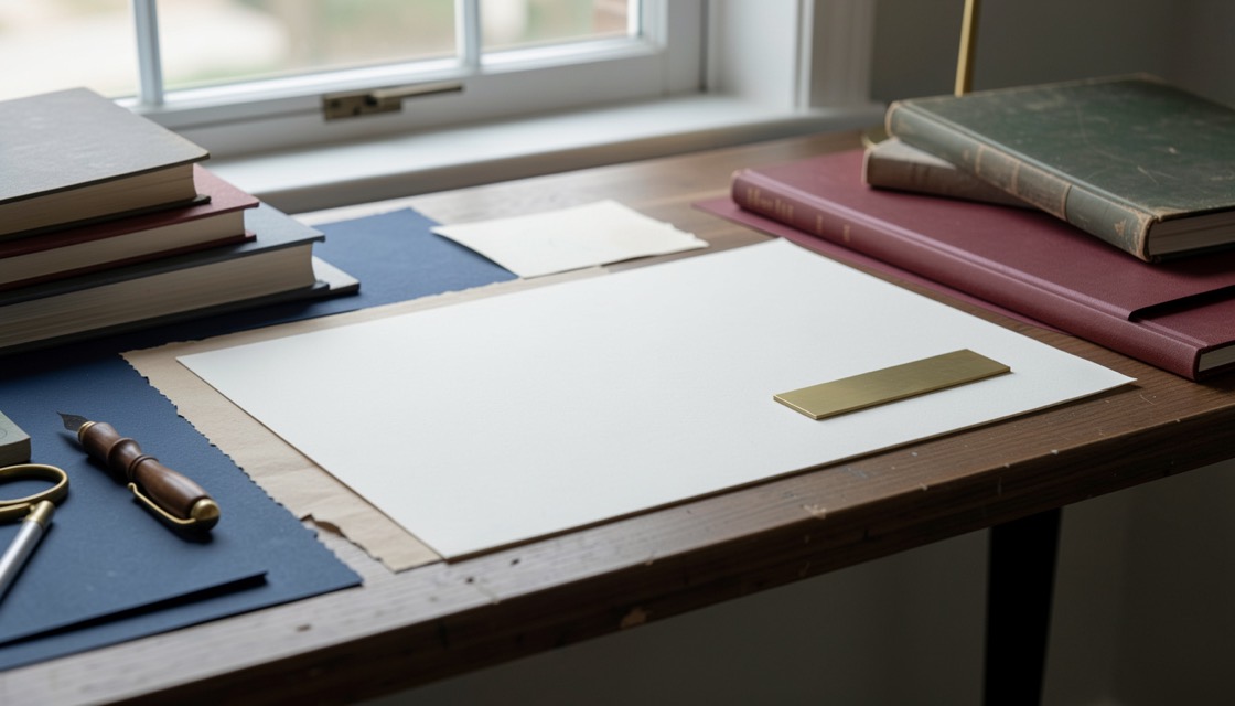 A quiet editorial desk with paper notes and a pencil